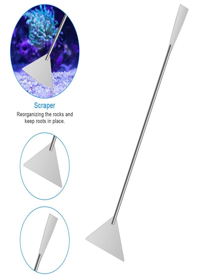 Liveek 7 in 1 Aquarium Aquascape Tool Kit 15 inch, Aquatic Plant Extra Long Aquascaping Tool for Aquarium Fish Tanks Clean Accessories Set with Silver Tweezer Scissor Spatula, Fish Net, PH Paper, Bag - Image 3